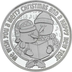 2025 Caroling Snowmen 1&nbsp;oz Silver Round silver, rounds, silver coins, silver bullion, christmas silver, medallion, 1 oz silver, 999 silver, christmas, silver, fine silver coins, holiday